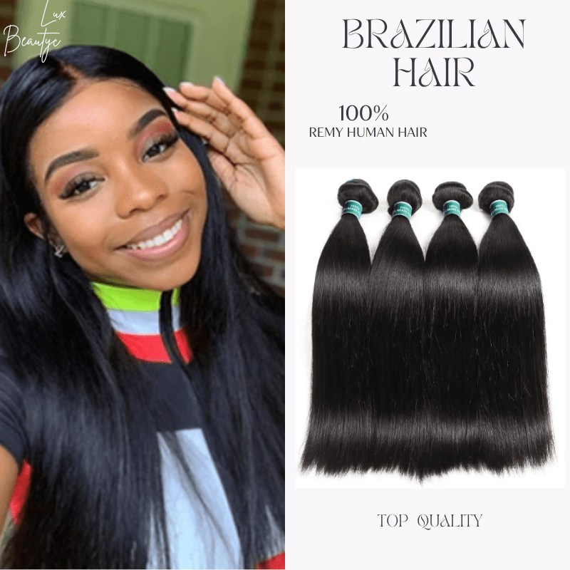 Brazilian Straight Human Hair Natural Color Bundles 1/3/4 Pcs