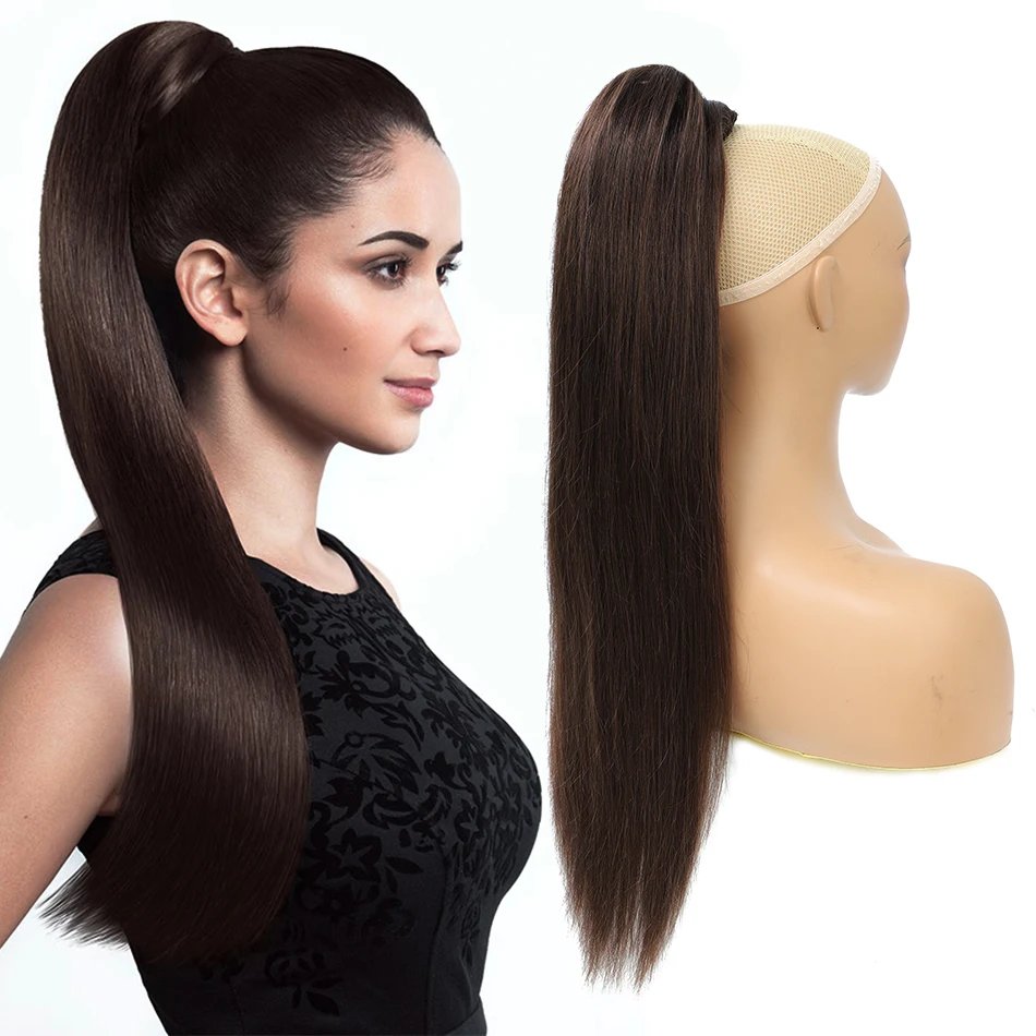 Remy Drawstring Human Hair Ponytail: Straight, Blond Highlight Ombre - Image 2