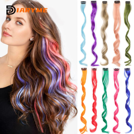Colorful Ombre Curly Clip-in Hair Extensions for Vibrant Party Looks