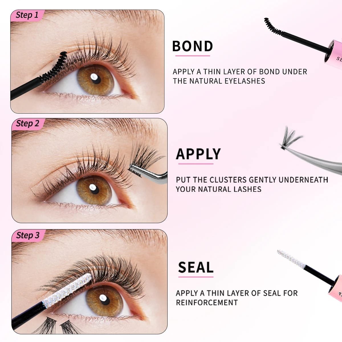 Individual Eyelashes Extension Cluster Full Volume Lashes Natural Look 9-16MM DIY False Lashes Mink with bond and seal,tweezer Individual Eyelashes Extension Cluster Full Volume Lashes Natural Look 9-16MM DIY False Lashes Mink with bond and seal,tweezer