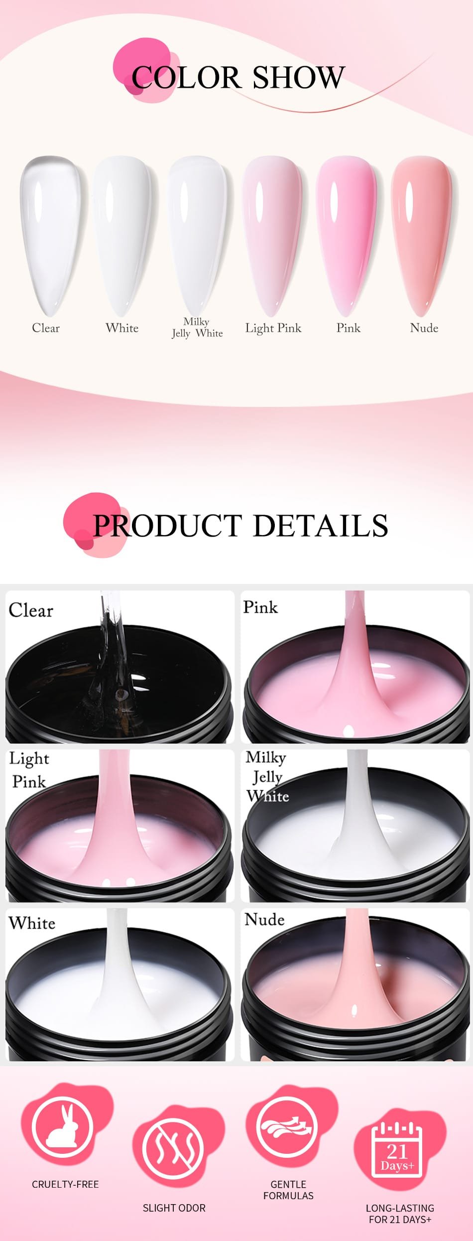 UR SUGAR 150g Quick Extension Gel Pink Jelly Milky White Camouflage Finger French Hard Gel UV LED Gel Nail Art Design Manicure
