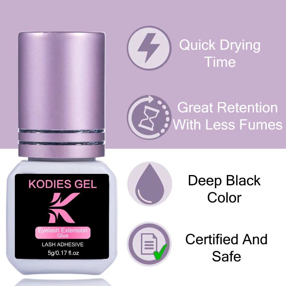 KODIES GEL Extra Strong Eyelash Glue Extension Supplies 5g 0.5 Second Dry Lash Glue for False Eyelash Waterproof Adhesive Lift KODIES GEL Extra Strong Eyelash Glue Extension Supplies 5g 0.5 Second Dry Lash Glue for False Eyelash Waterproof Adhesive Lift
