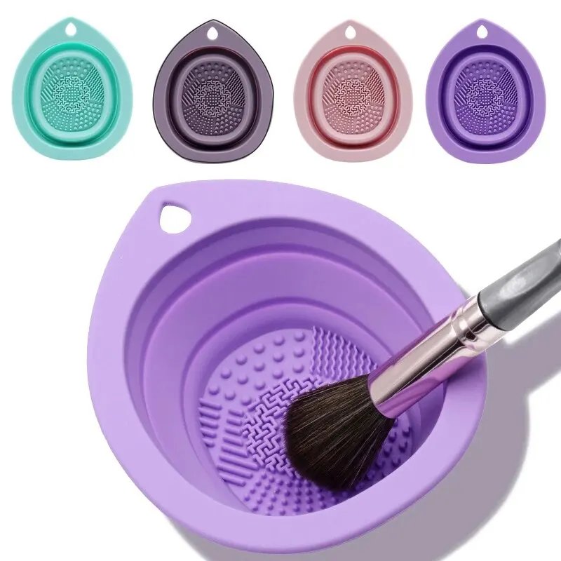 Silicone Makeup Brush Cleaner Folding Powder Puff Cleaning Bowl Eyeshadow Brushes Washing Soft Mat Beauty Tools Scrubber Box Silicone Makeup Brush Cleaner Folding Powder Puff Cleaning Bowl Eyeshadow Brushes Washing Soft Mat Beauty Tools Scrubber Box