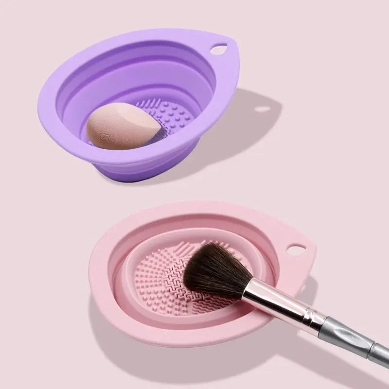 Silicone Makeup Brush Cleaner Folding Powder Puff Cleaning Bowl Eyeshadow Brushes Washing Soft Mat Beauty Tools Scrubber Box Silicone Makeup Brush Cleaner Folding Powder Puff Cleaning Bowl Eyeshadow Brushes Washing Soft Mat Beauty Tools Scrubber Box