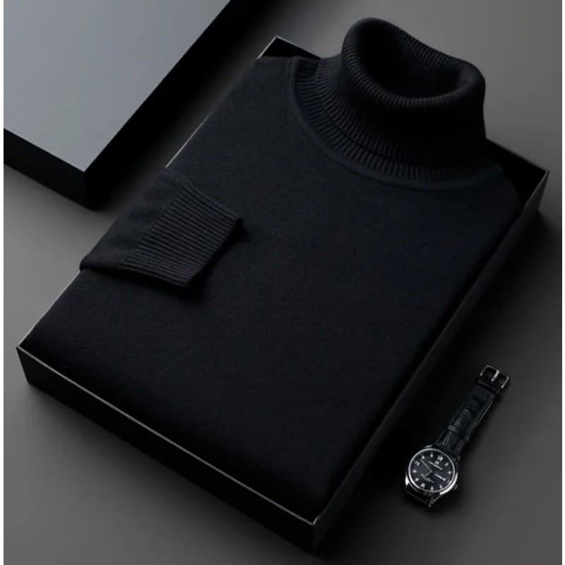 Suéter de cuello alto de punto de alta calidad antibolitas para hombre, jersey de manga larga ajustado, ropa de tendencia de color sólido para hombre Suéter de cuello alto de punto de alta calidad antibolitas para hombre, jersey de manga larga ajustado, ropa de tendencia de color sólido para hombre