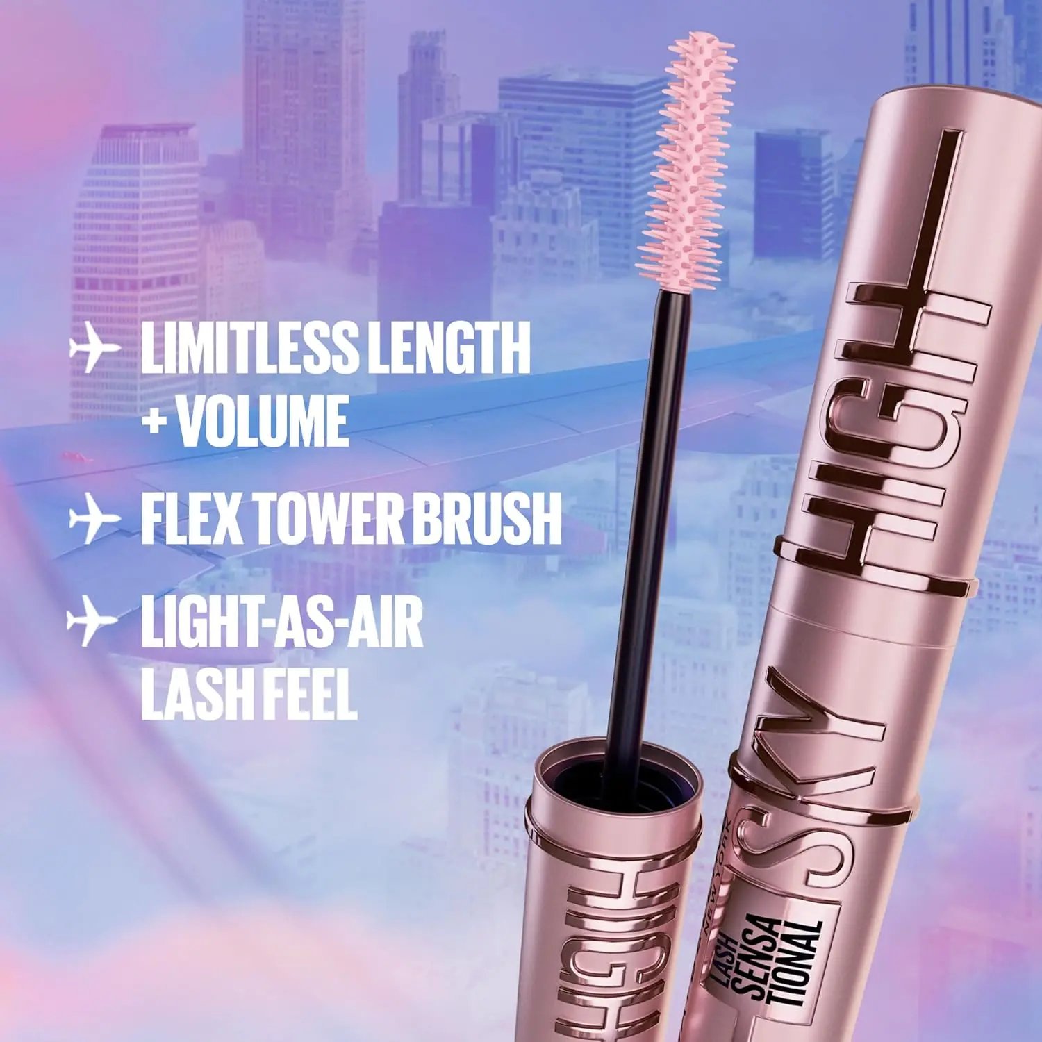 Lash Sensational Sky High Waterproof Mascara Makeup, Volumizing, Lengthening, Defining, Curling, Multiplying, Buildable Formula,