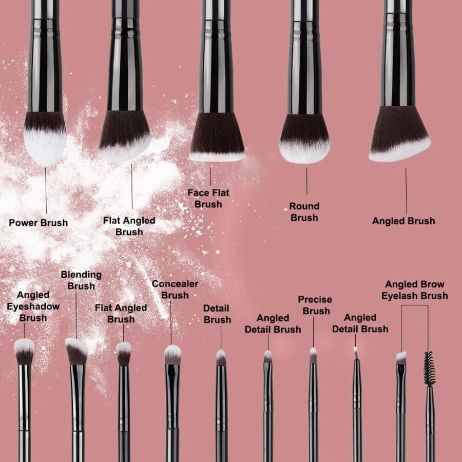 14 Piece Makeup Brush Set - Soft Foundation, Blush and Shadow Brushes - Image 2