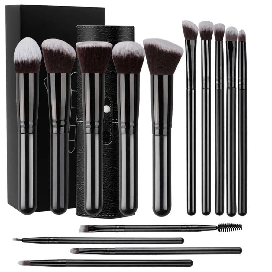 14 Piece Makeup Brush Set - Soft Foundation, Blush and Shadow Brushes