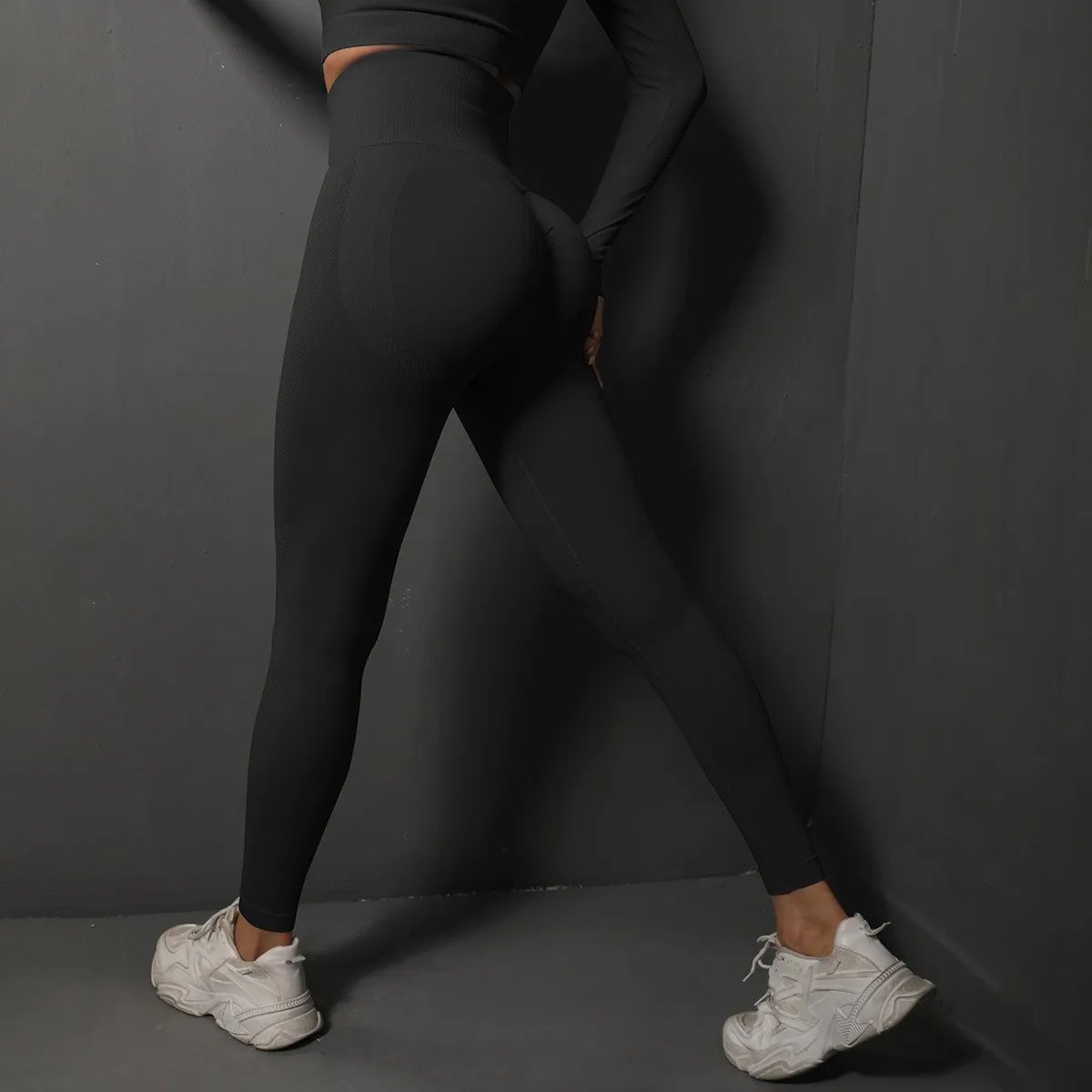 Leggings de yoga de cintura alta para mujer, leggings deportivos sin costuras con efecto push up, pantalones de yoga para correr, levantamiento de cadera, leggings de gimnasio altamente elásticos