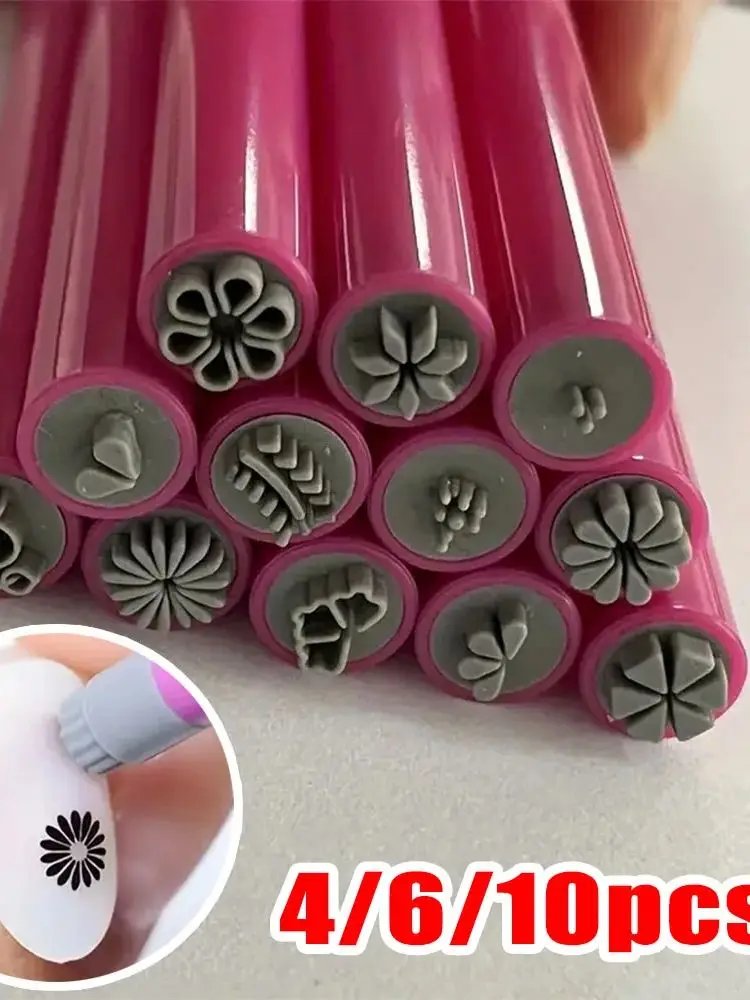 4/6/10Pcs Set Nail Art Stamp Pen DIY Floral Butterfly Nail Graffiti Nail Dotting Tools Polishing Painting Drawing Manicure Tools