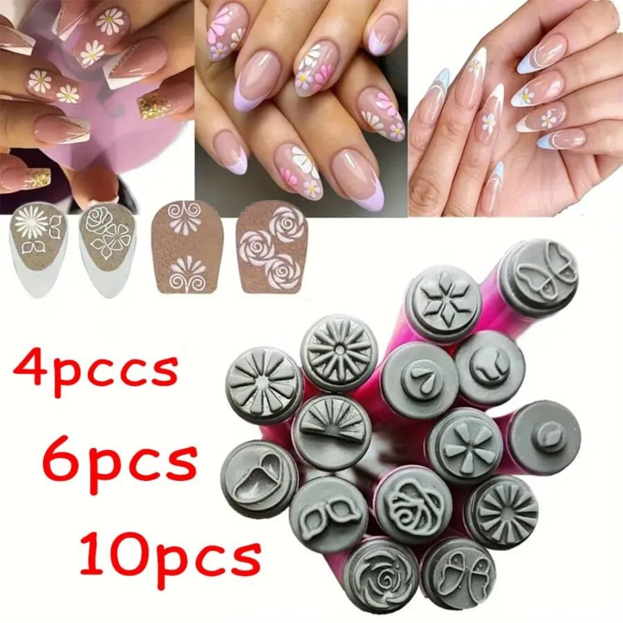 4/6/10 Pcs Nail Stamping Feathers Set - Floral, Butterfly, and DIY Decoration - Image 4