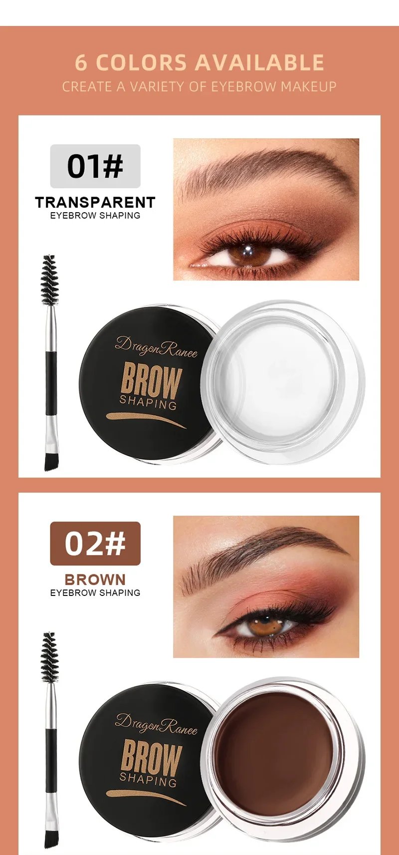Crema para cejas con tinte natural 3D, color marrón mate y negro, potenciador de cejas, cera en gel, maquillaje de ojos duradero y resistente al agua, herramientas cosméticas.