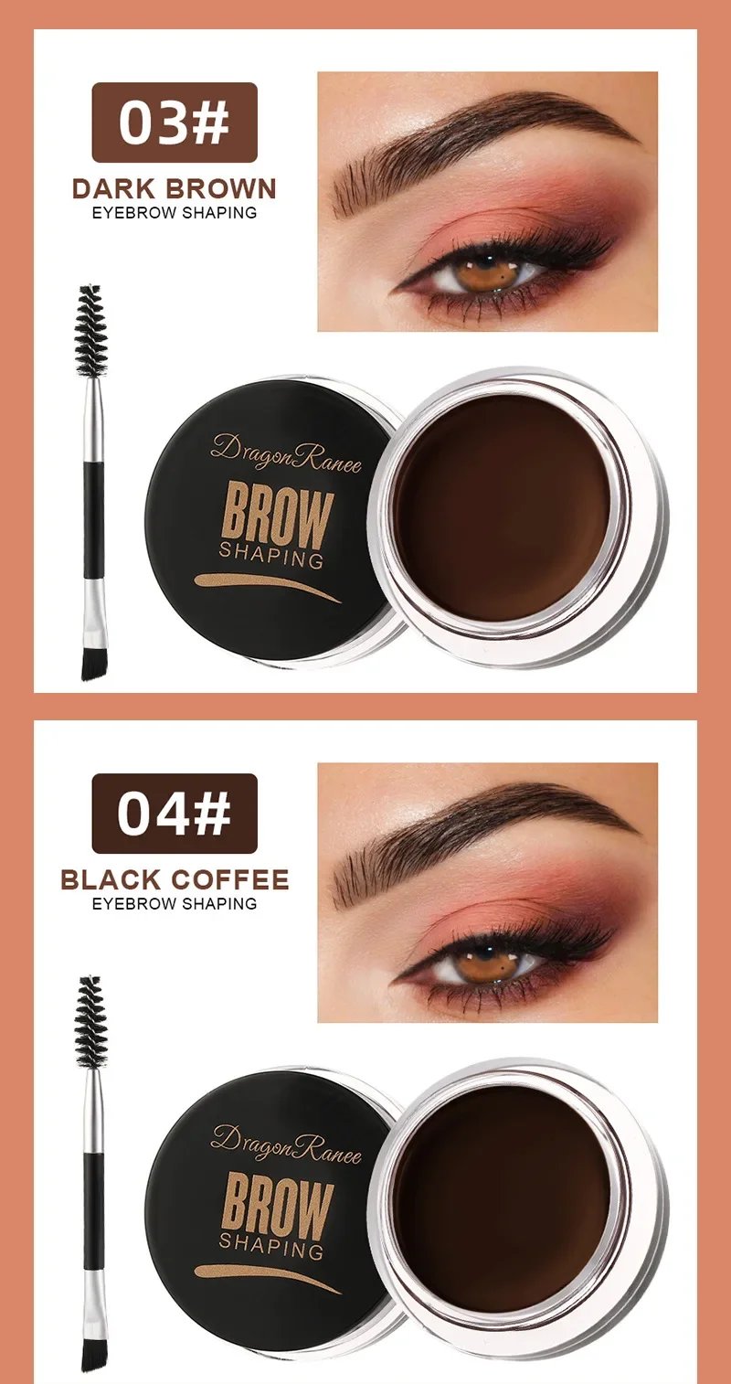 Crema para cejas con tinte natural 3D, color marrón mate y negro, potenciador de cejas, cera en gel, maquillaje de ojos duradero y resistente al agua, herramientas cosméticas.