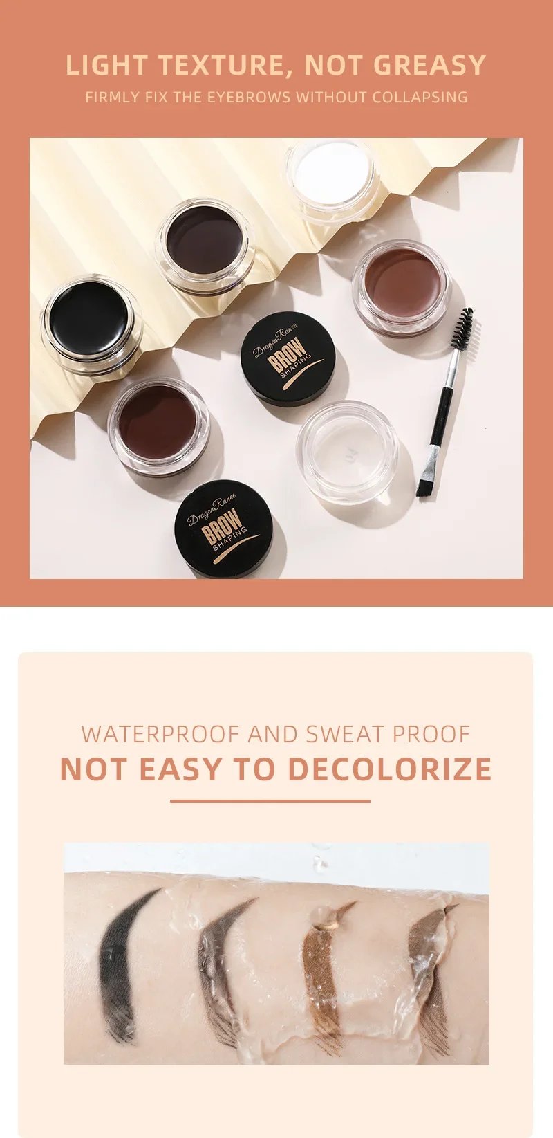 Crema para cejas con tinte natural 3D, color marrón mate y negro, potenciador de cejas, cera en gel, maquillaje de ojos duradero y resistente al agua, herramientas cosméticas.