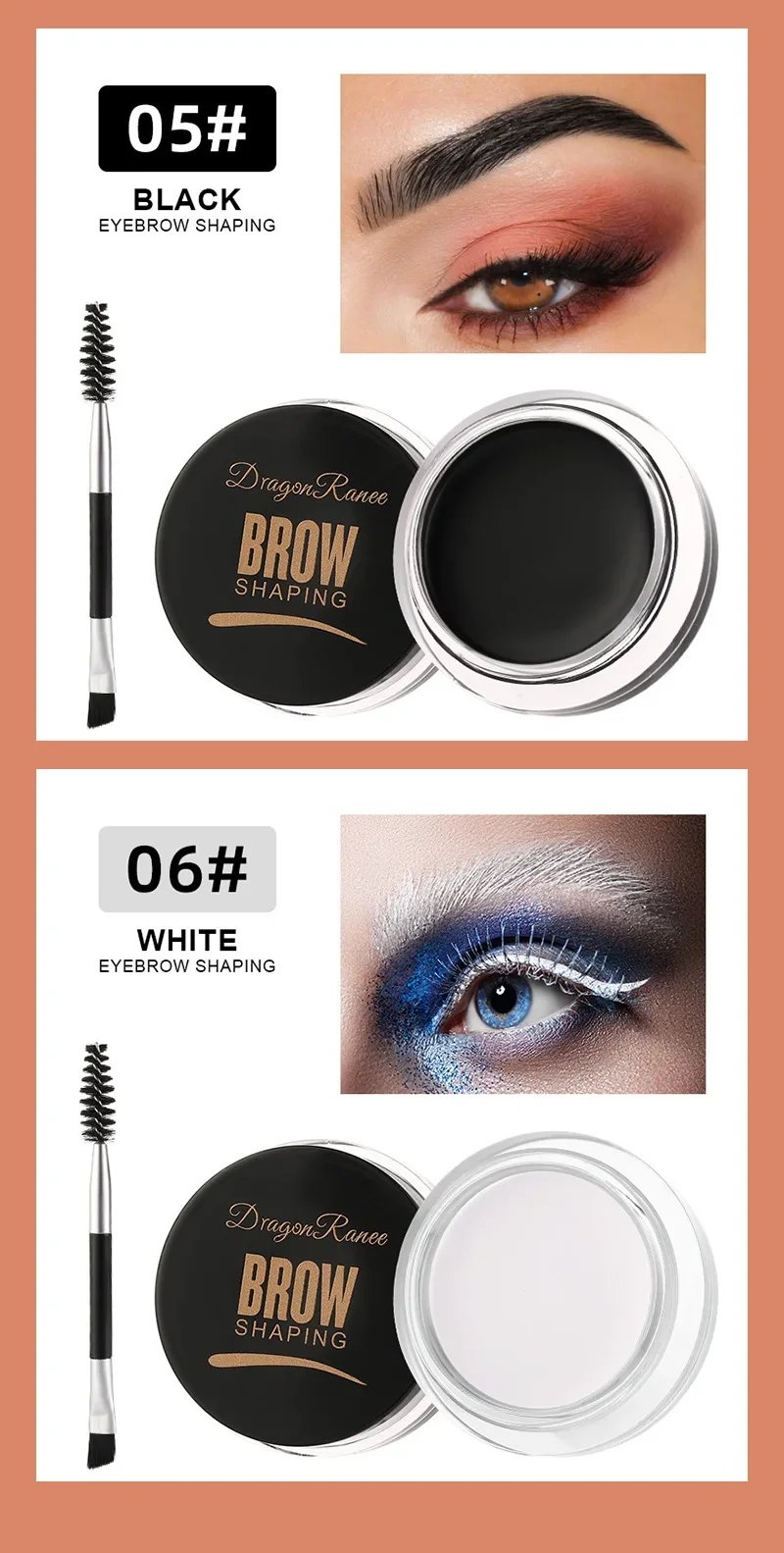 Crema para cejas con tinte natural 3D, color marrón mate y negro, potenciador de cejas, cera en gel, maquillaje de ojos duradero y resistente al agua, herramientas cosméticas.