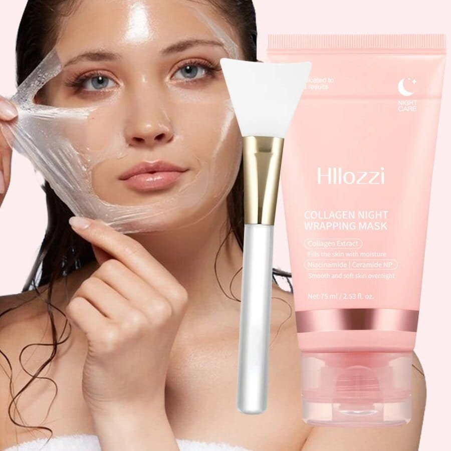 Collagen Night Mask - Deep Hydration with Gel Brush for All Skin Types