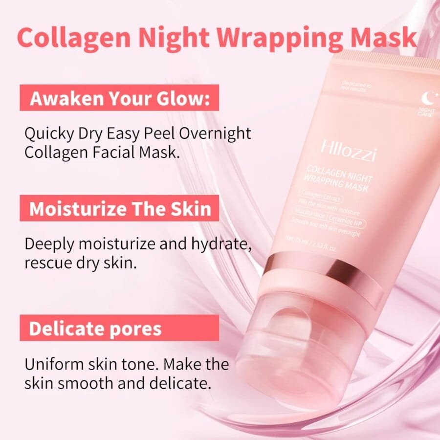 Collagen Night Mask - Deep Hydration with Gel Brush for All Skin Types - Image 3