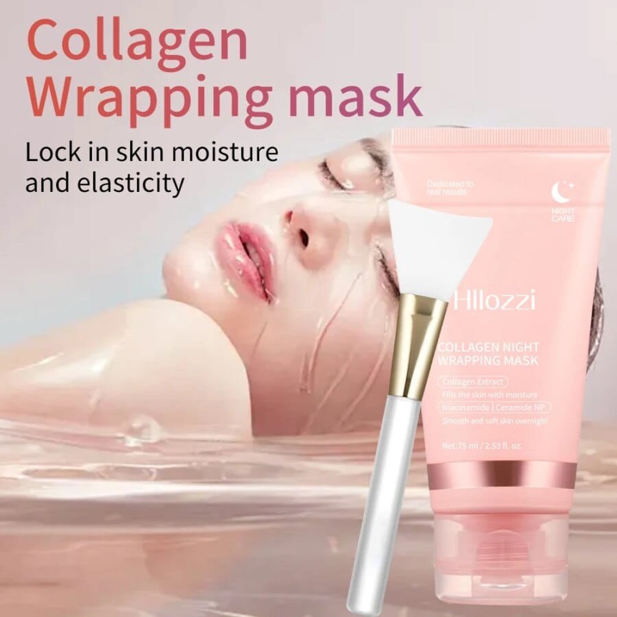 Collagen Night Mask - Deep Hydration with Gel Brush for All Skin Types - Image 5