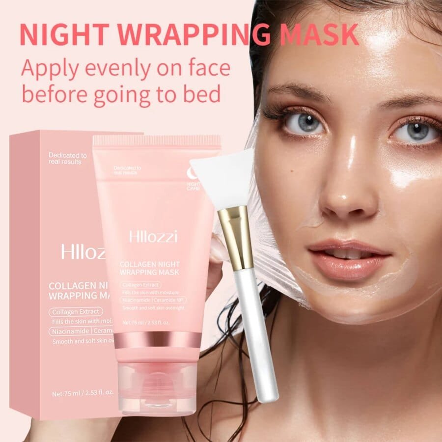 Collagen Night Mask - Deep Hydration with Gel Brush for All Skin Types - Image 2
