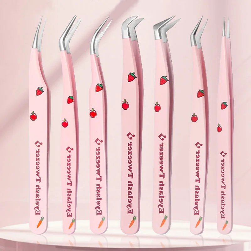 6 Types False Eyelash Tweezers Stainless Steel Anti-static Pincet Curved Strip 3D Lashes Extension Tweezer Makeup Tools 6 Types False Eyelash Tweezers Stainless Steel Anti-static Pincet Curved Strip 3D Lashes Extension Tweezer Makeup Tools