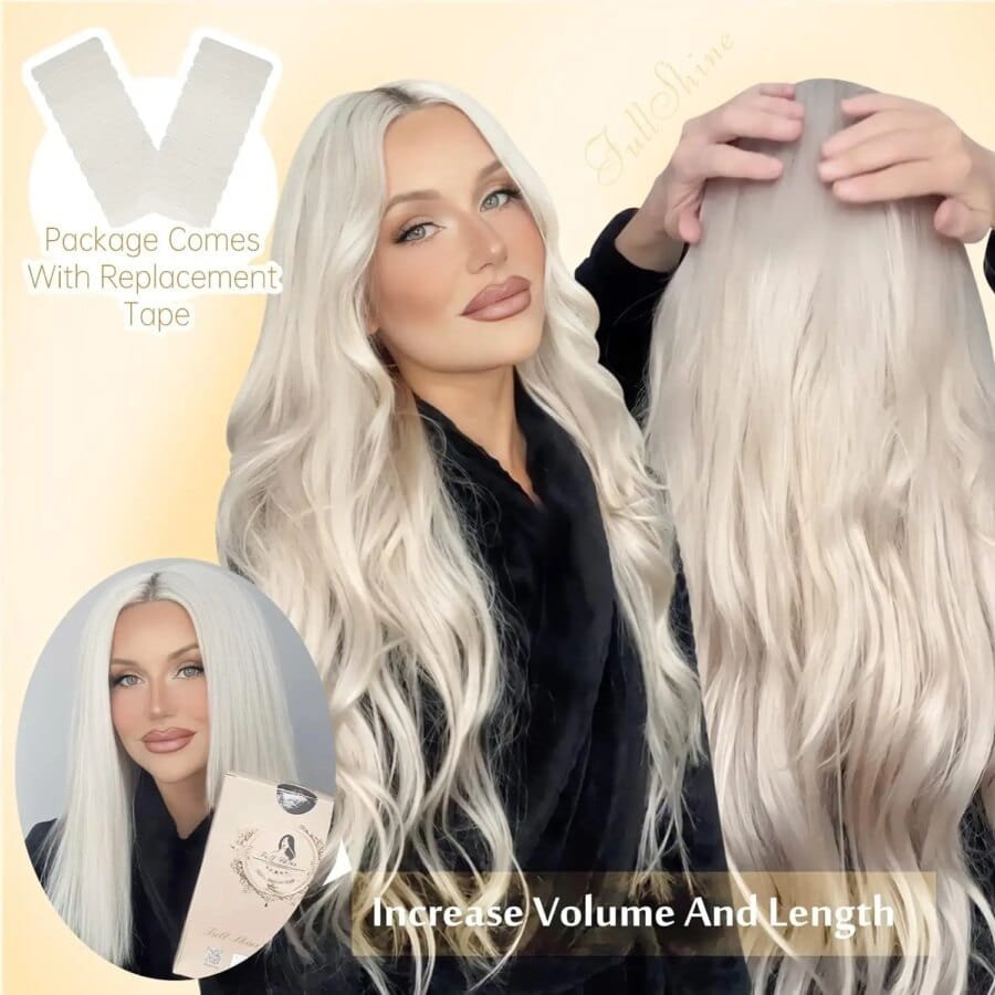 Tape-In Straight Remy Human Hair Extensions – 100% Silky Blonde, Double-Sided Adhesive, Natural & Comfortable - Image 5