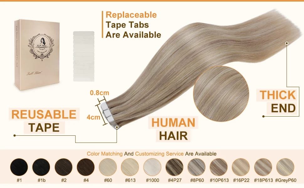Full Shine Tape In 100% Remy Human Hair Straight Double Sided Blonde Comfortable Silky Natural Tape ins For Women Full Shine Tape In 100% Remy Human Hair Straight Double Sided Blonde Comfortable Silky Natural Tape ins For Women