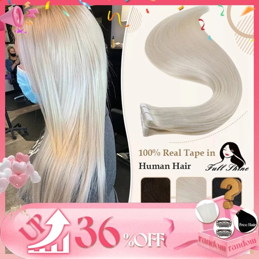 Tape-In Straight Remy Human Hair Extensions – 100% Silky Blonde, Double-Sided Adhesive, Natural & Comfortable