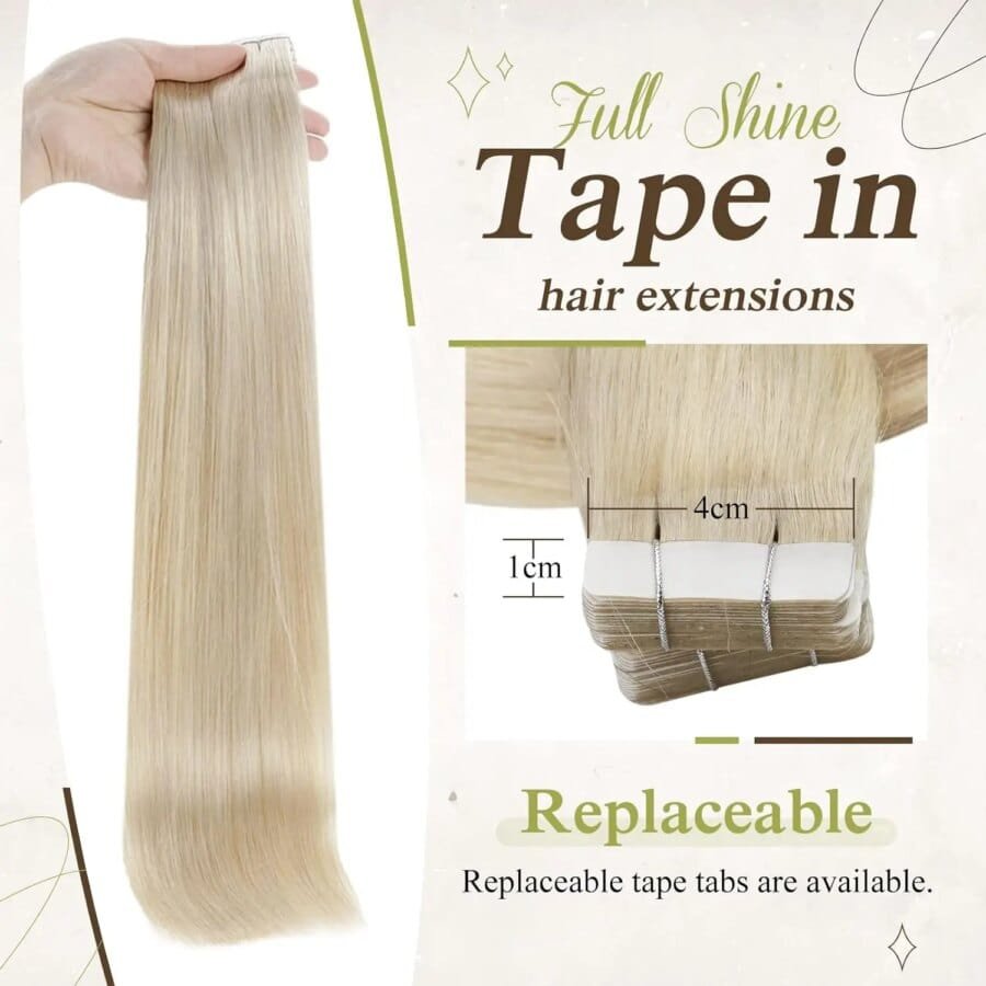 Tape-In Straight Remy Human Hair Extensions – 100% Silky Blonde, Double-Sided Adhesive, Natural & Comfortable - Image 4