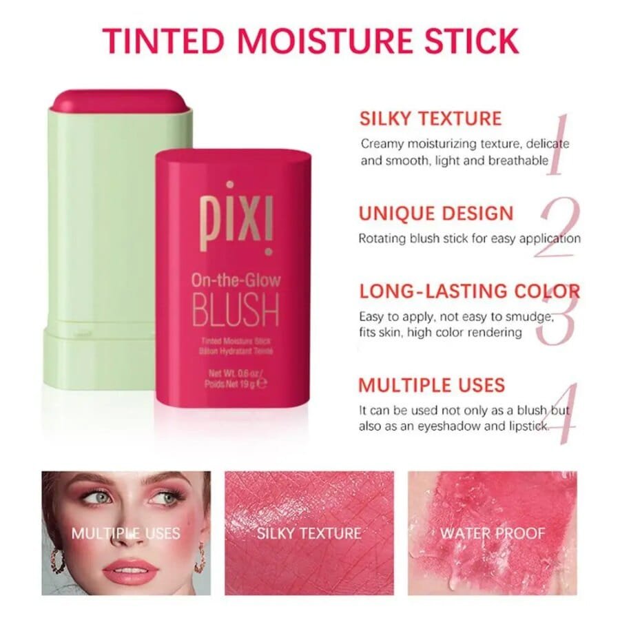 Pixi 3-in-1 Blush Stick - Cream Blush for Cheeks, Eyes and Lips, Waterproof and Long-Lasting - Image 5