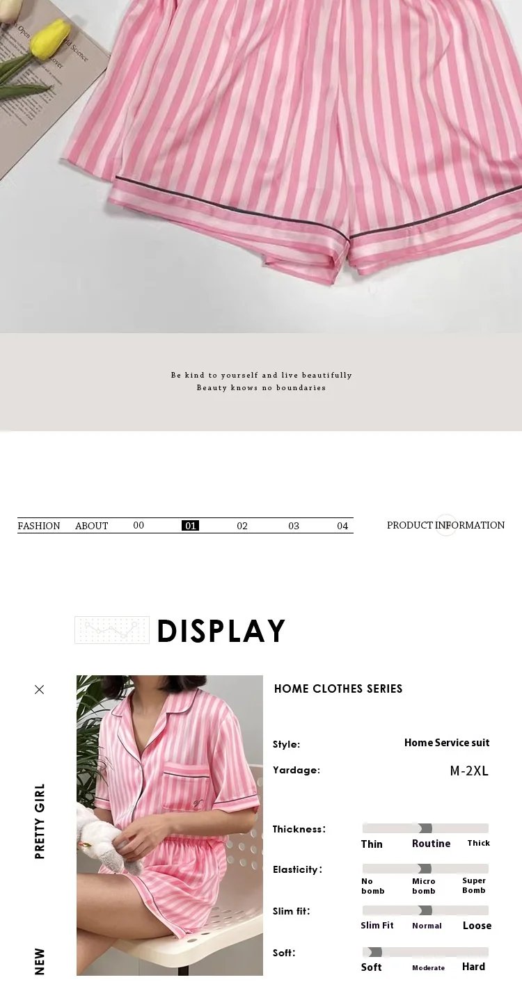 Large Size Women Pajamas Set Short-Sleeved Student Homewear Two-Piece Cardigan Lapel Senior Sense of Striped Short-Sleeved Short