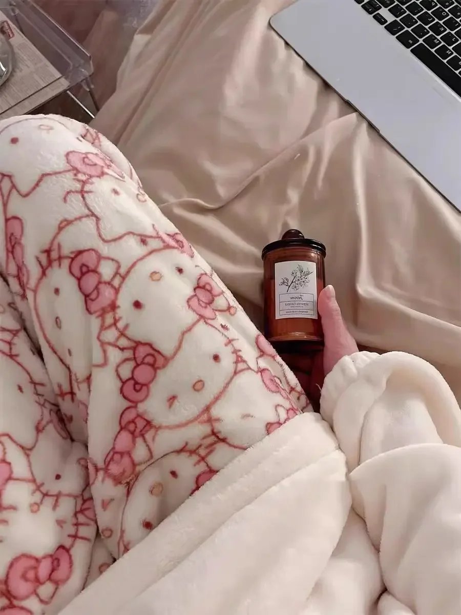 hot Sanrio Cartoon Japanese Hello Kitty Stuff Pajamas Female Flannel Winter The New Plus Thicken Velvet Sweet Keep Warm Pajamas